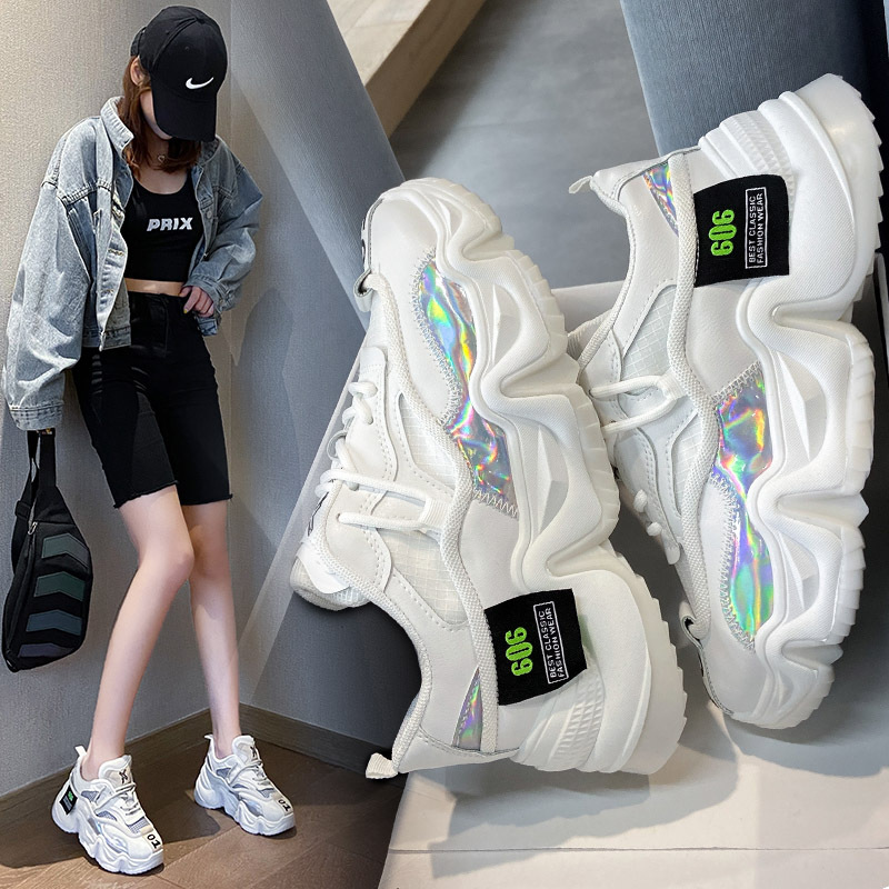 Thick-soled increased mesh casual sneakers