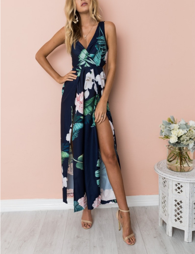 Sexy V-neck split skirt