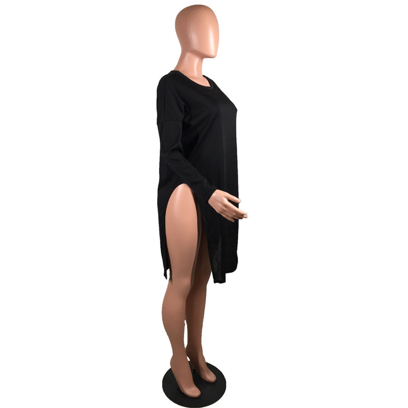 Irregular slit long sleeve top