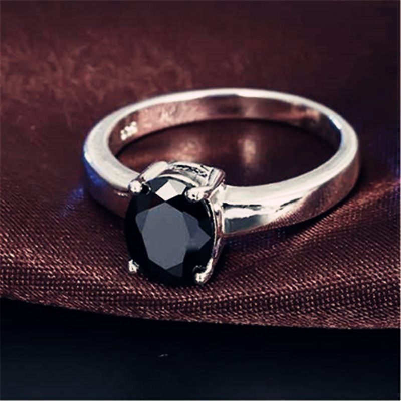 Black Agate zircon ring