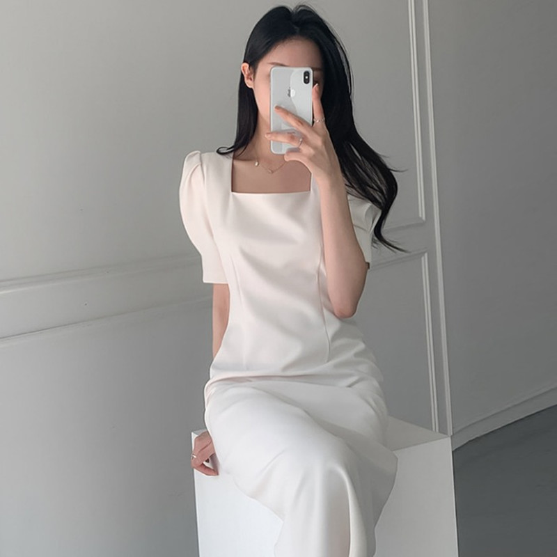 Split puff sleeve hip dress