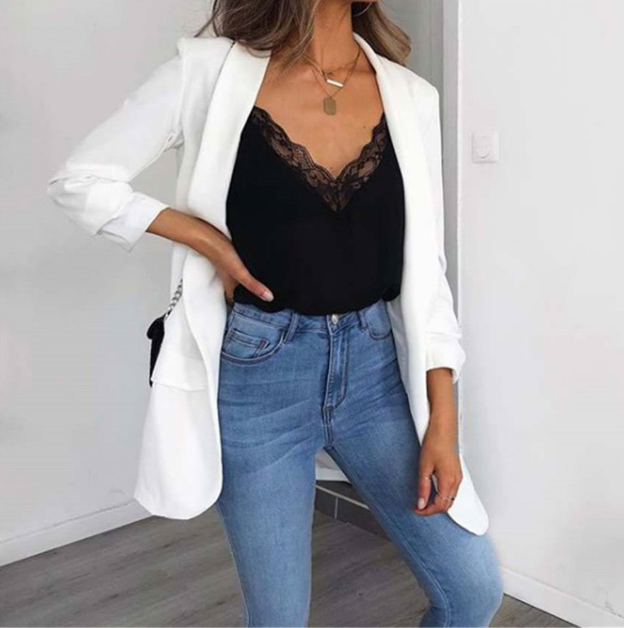 Loose lace stitching satin vest