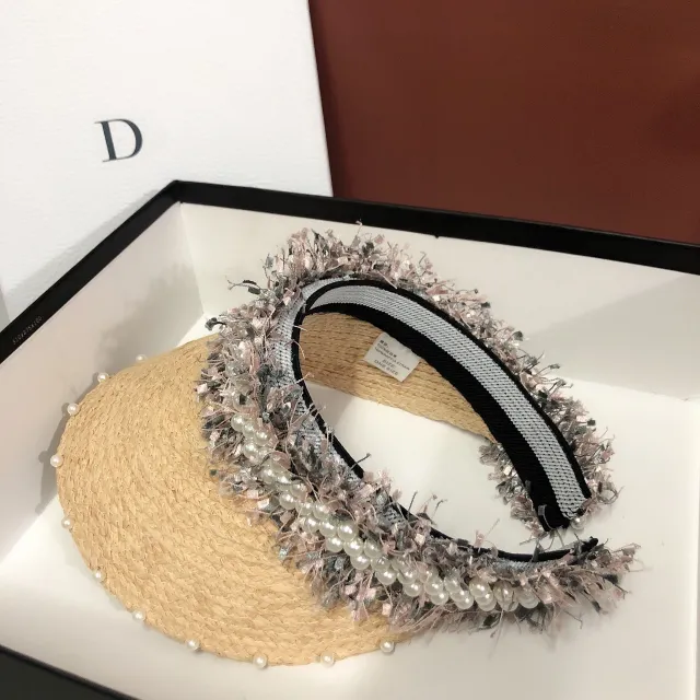 Pearl straw empty top hat Grey - Shop at LoveMi