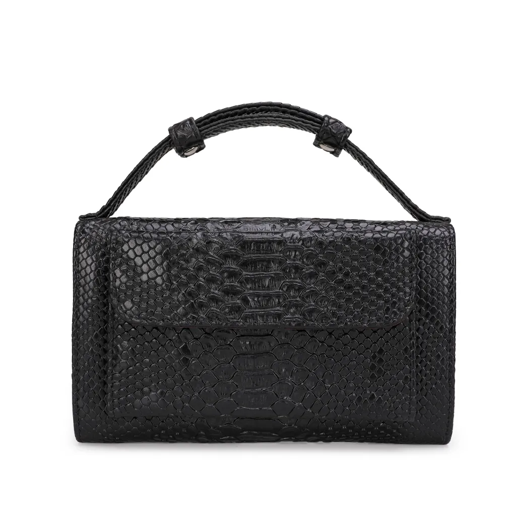 Snake print handbag - Black