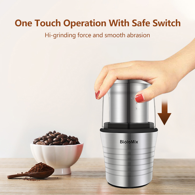 Dry and wet dual-cup coffee grinder