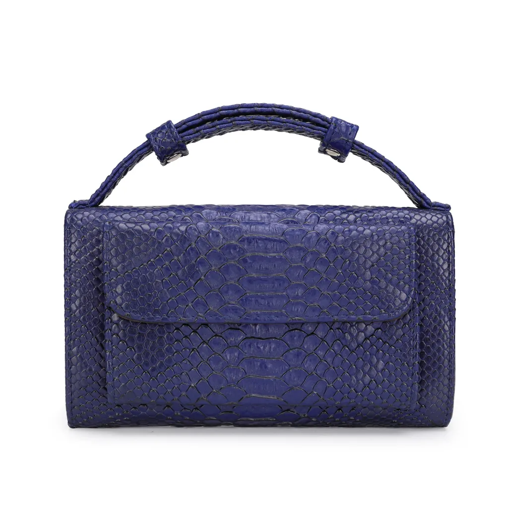 Snake print handbag - Blue