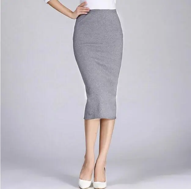 Long pencil skirt women's sexy slim wrap hip skirt Light Grey - Shop at LoveMi