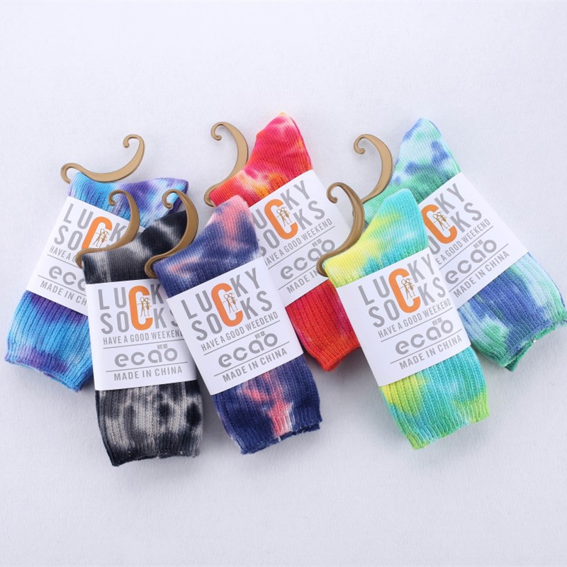 Tie-dye ethnic style piled socks