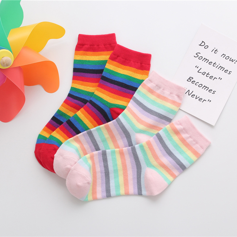 Retro rainbow striped socks