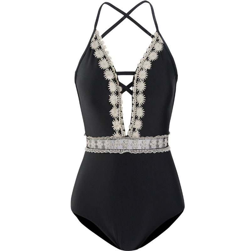 Hollow out deep V bikini