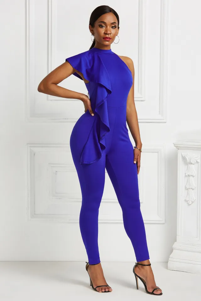 Large swing ruffle jumpsuit Blue - Shop at LoveMi