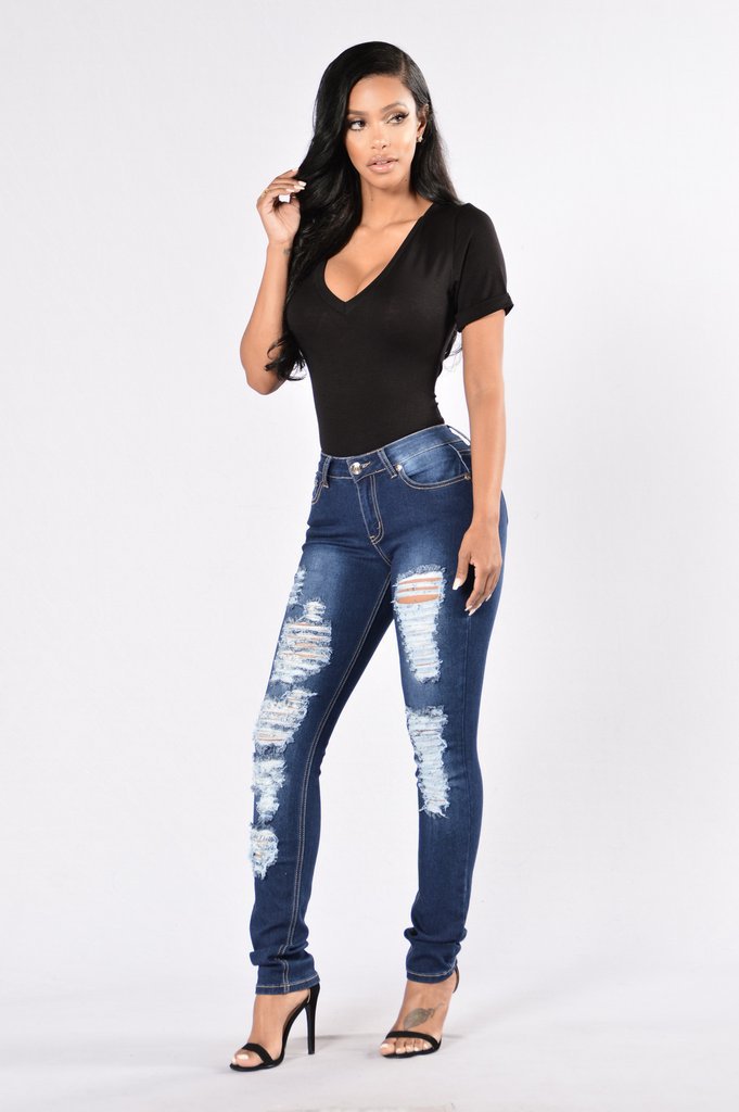 New style denim trousers with ripped jeans Blue - Shop at LoveMi