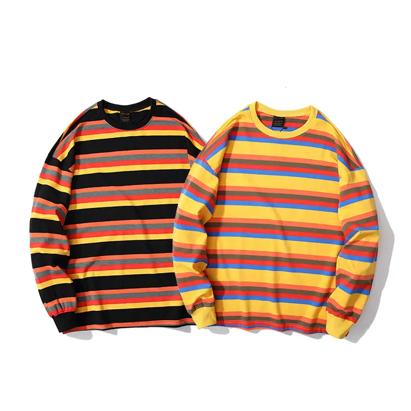 Striped long-sleeved hoodie