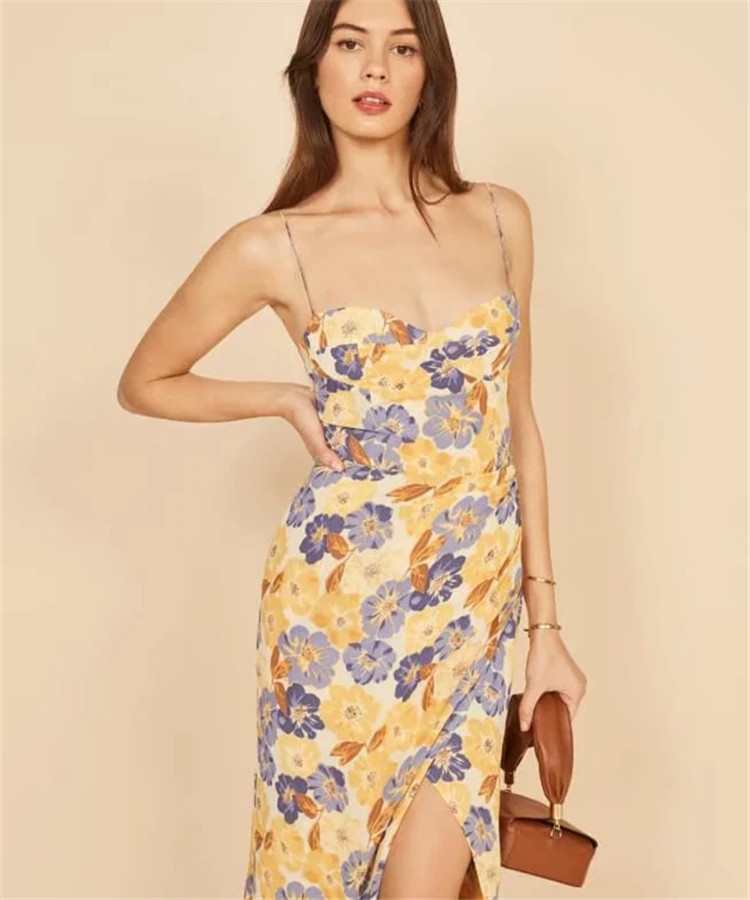 Side slit print dress