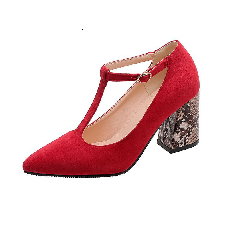 High heeled shoes with thong buckle Red - Shop at LoveMi