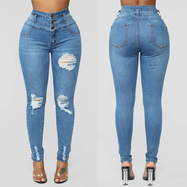 Three breasted stretch pants Blue - Shop at LoveMi