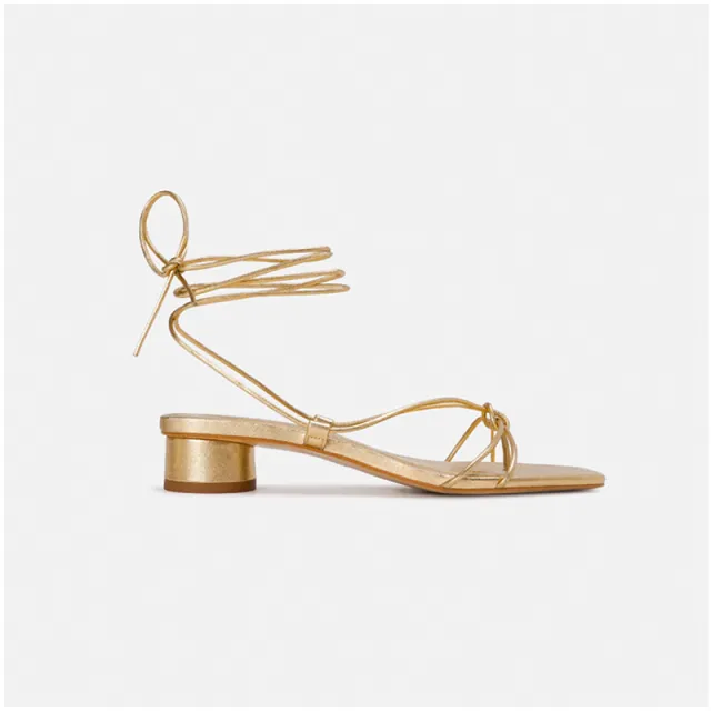 Lace up Roman sandals chunky heel evening shoes Gold - Shop at LoveMi