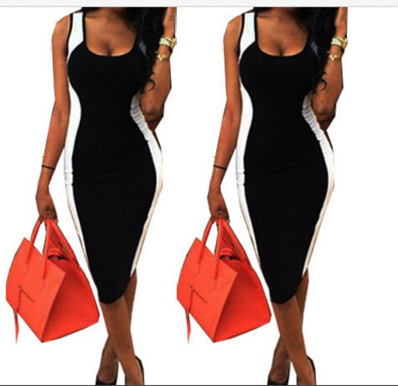 Black and white striped dress