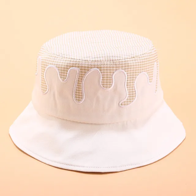 Irregular contrast color flat cloth hat White - Shop at LoveMi