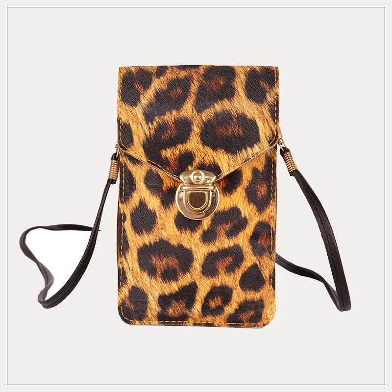 Retro Leopard Print Phone Bag