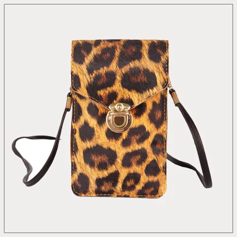 Retro Leopard Print Phone Bag