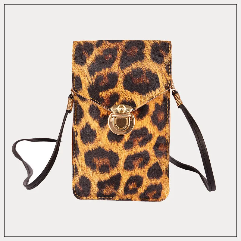Retro leopard print phone bag - Leopard