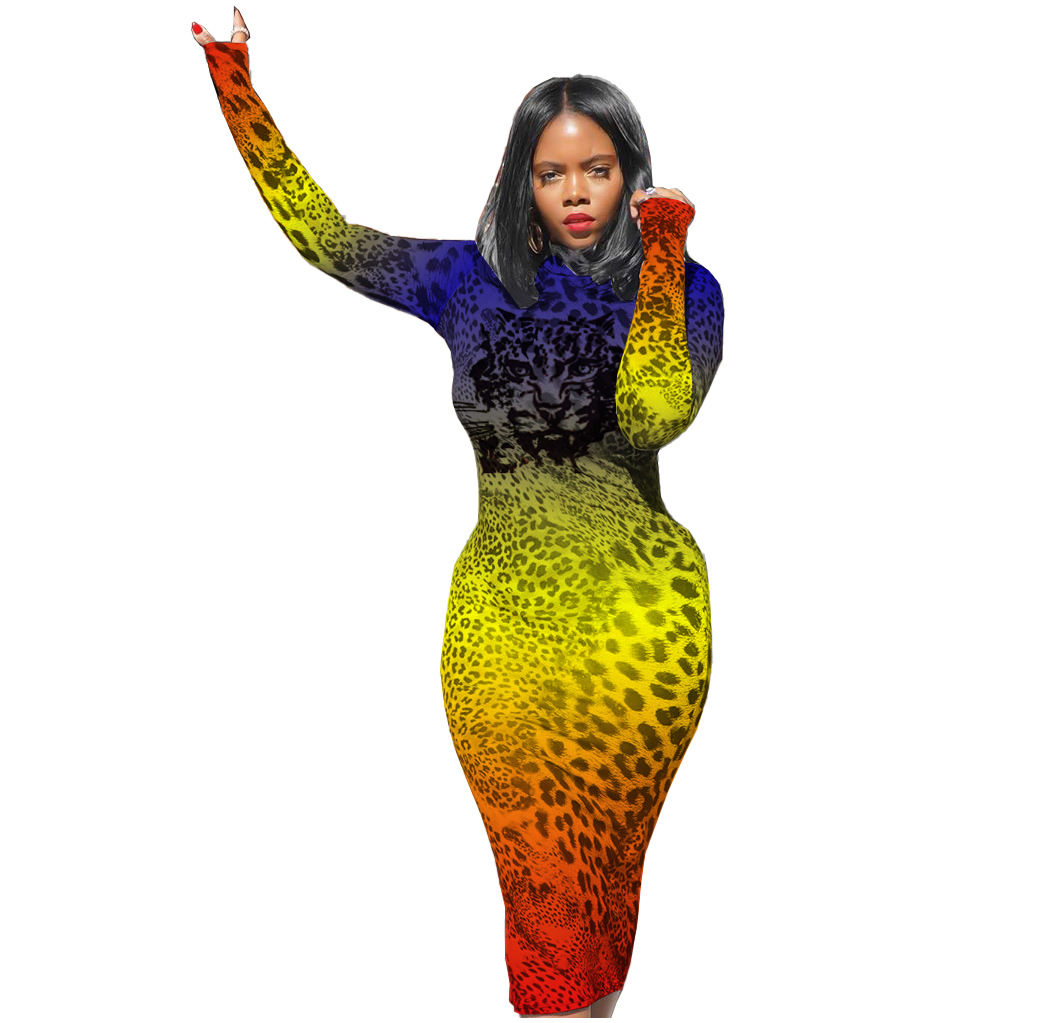 Leopard head leopard print dress - 6