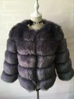 New faux furry slim mink jacket short faux fur fur coat female - Dark Grey - View 1