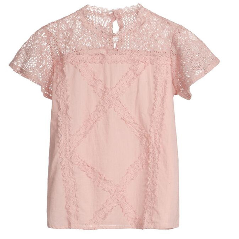 Lace geometric stitching lace top