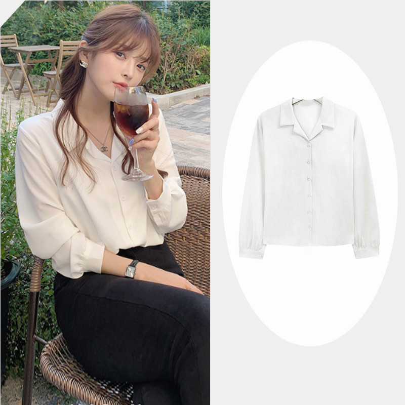 Simple temperament commuter suit collar long sleeve shirt
