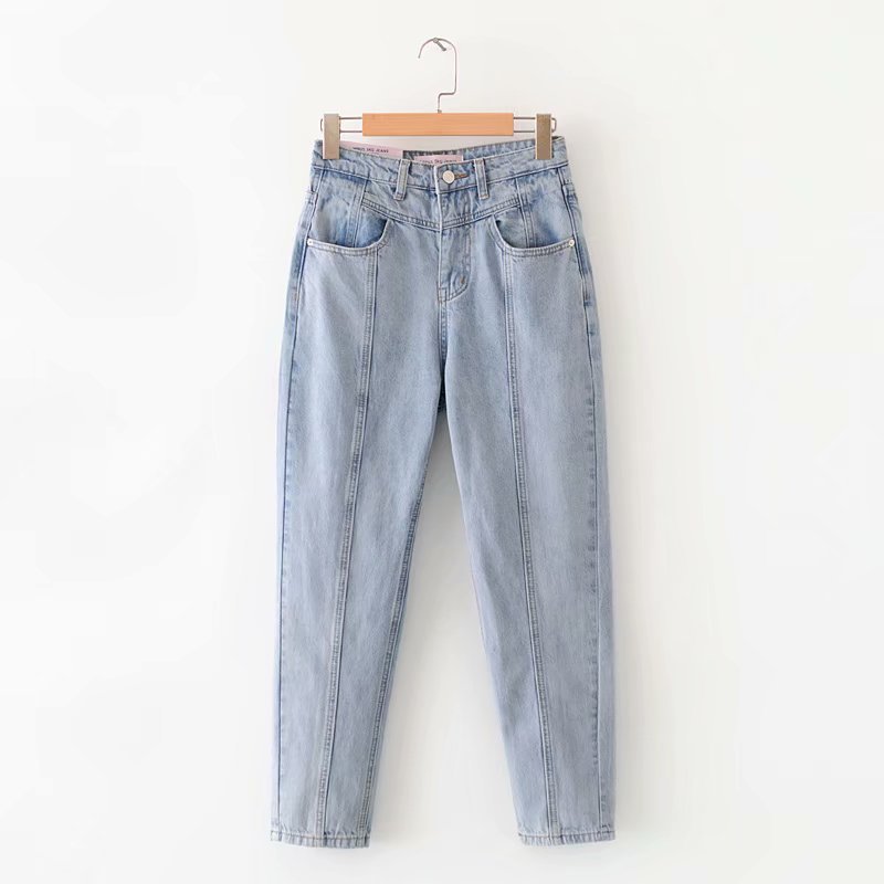 Patchwork denim harem pants Blue - Shop at LoveMi