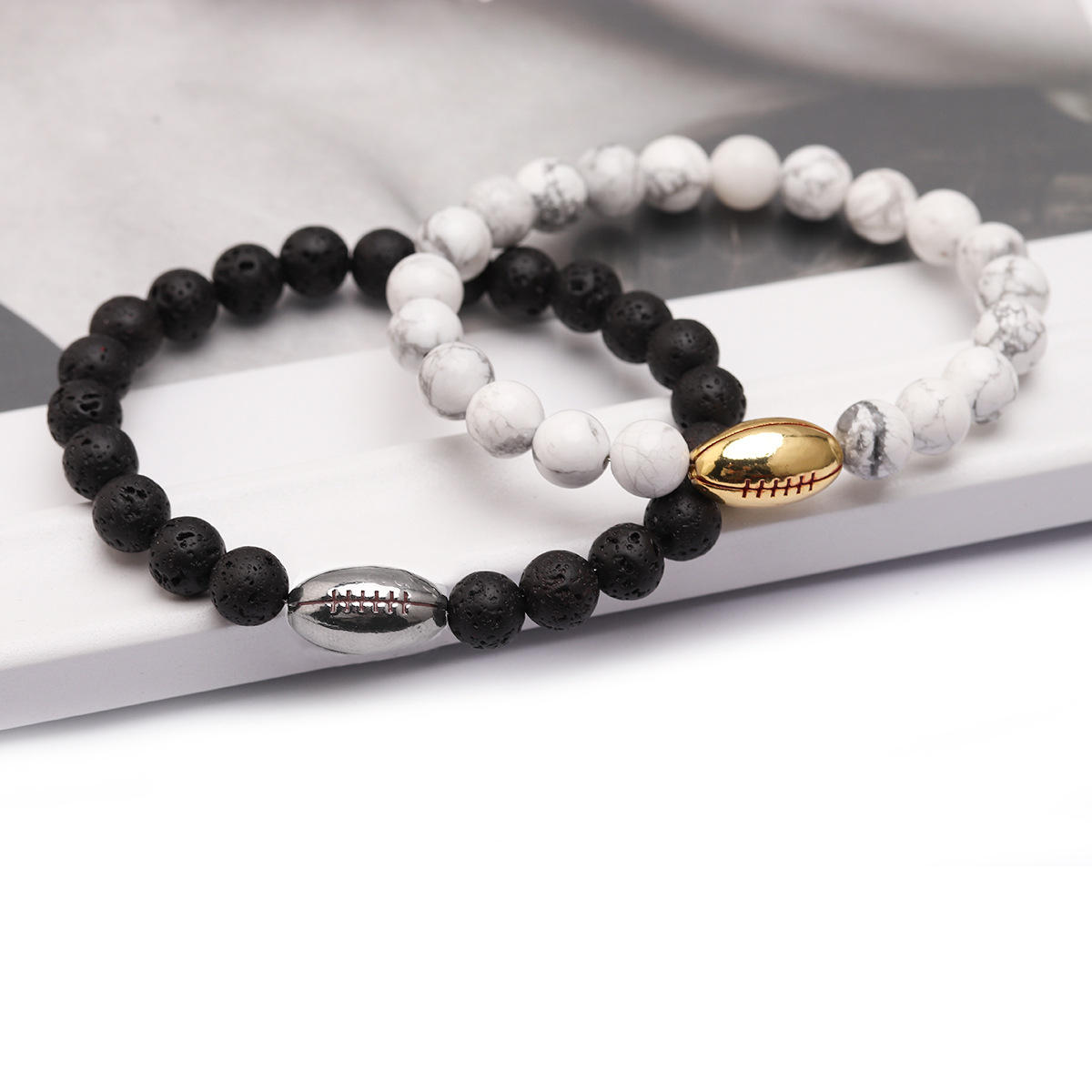 Stone Rugby Bead Bracelet