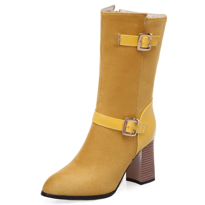 Buckle high heel boots - Yellow