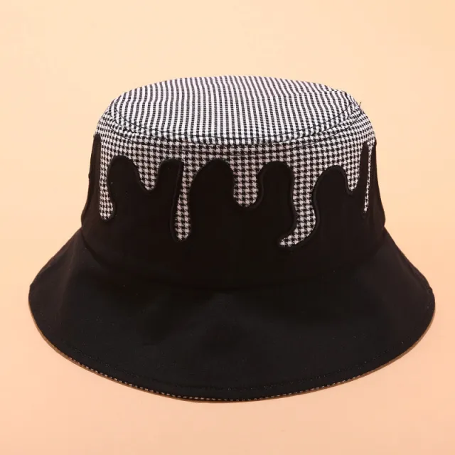Irregular contrast color flat cloth hat Black - Shop at LoveMi