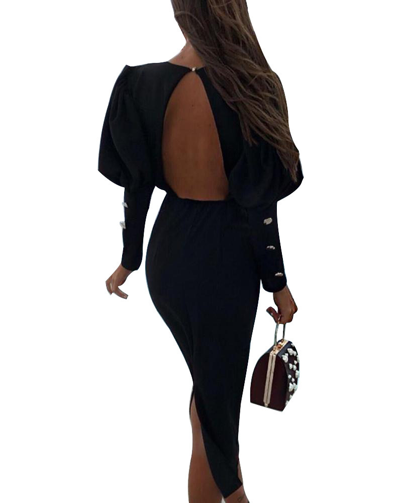 Long sleeve back slim slit dress