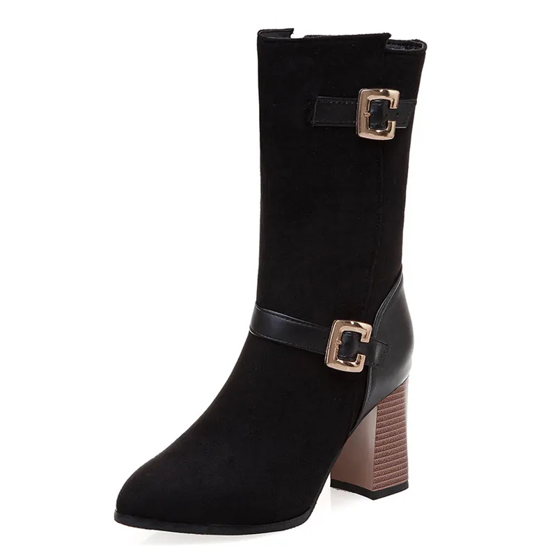 Buckle high heel boots - Black