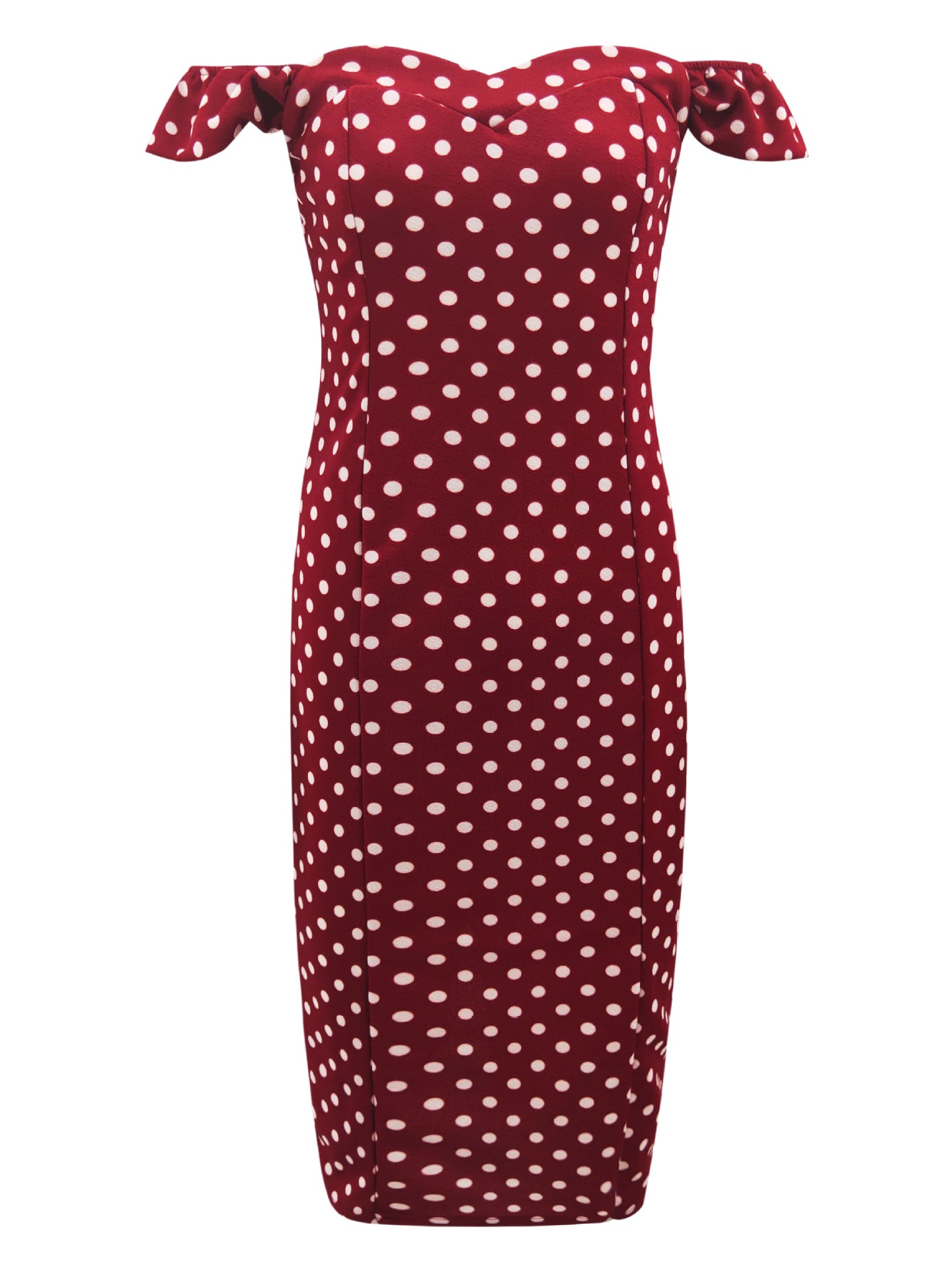 Polka dot print bag hip midi skirt dress