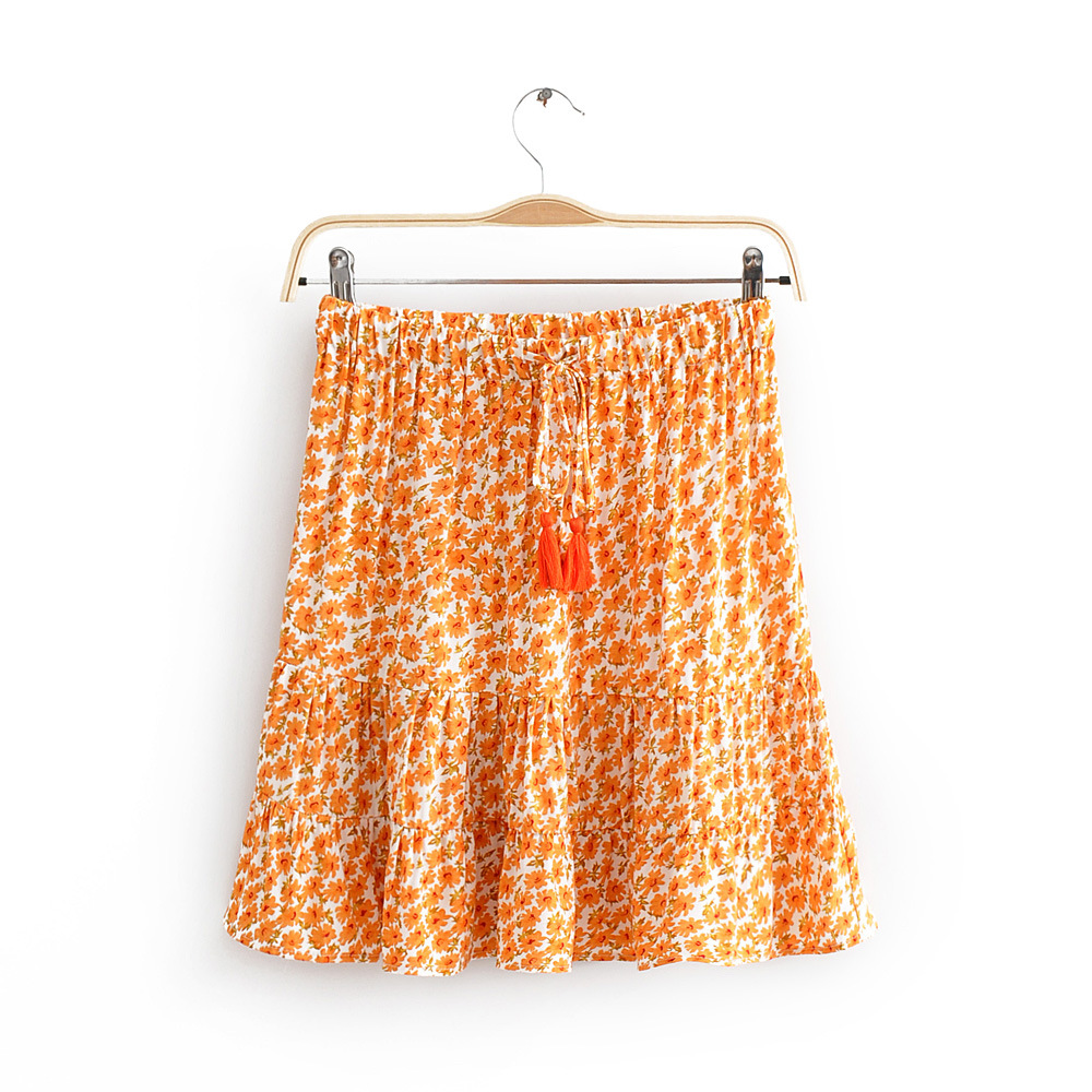 Little daisy print suspender top skirt suit