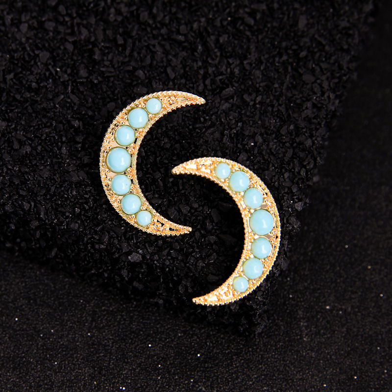 Stud Earrings Female Symmetrical Moon Colorful