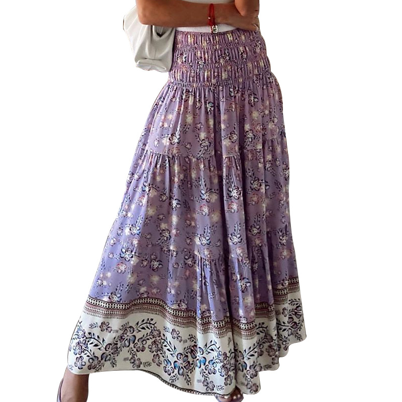 Printed elasticated high waist skirt