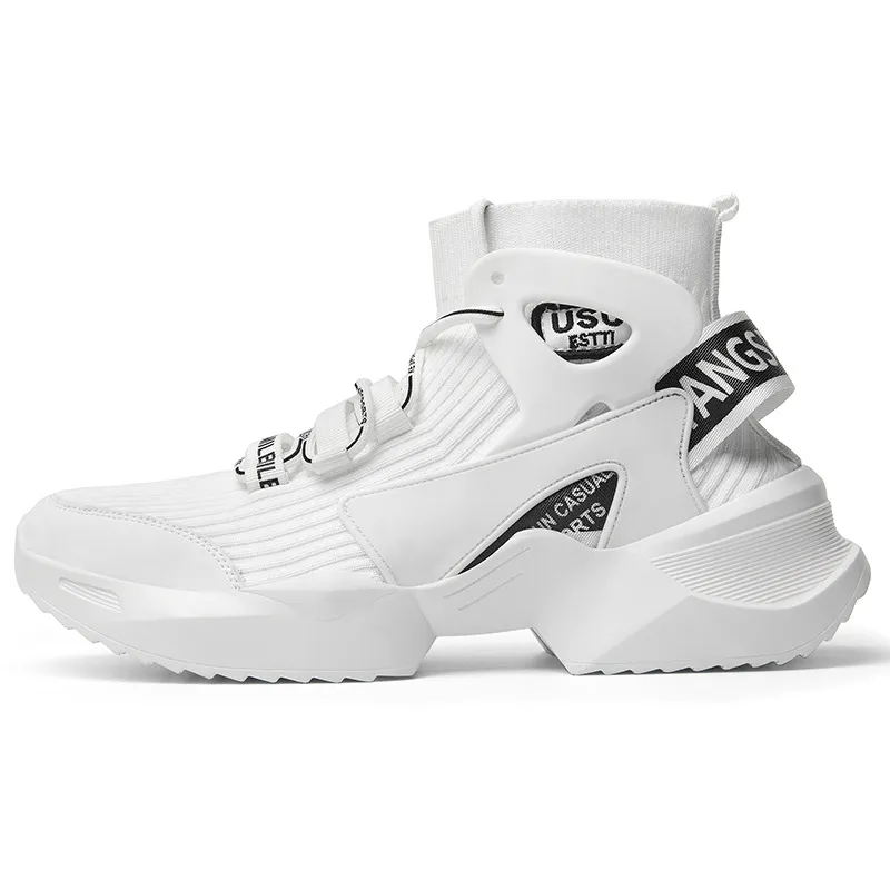 High top socks shoes men summer - White