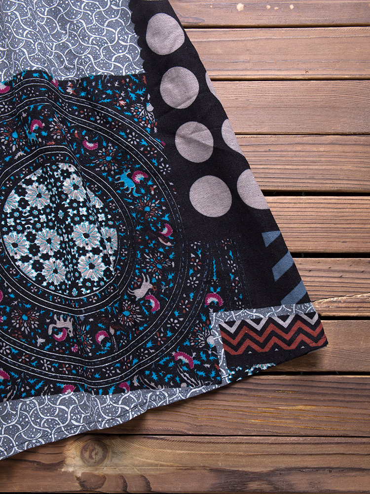 Retro print loose casual sleeveless