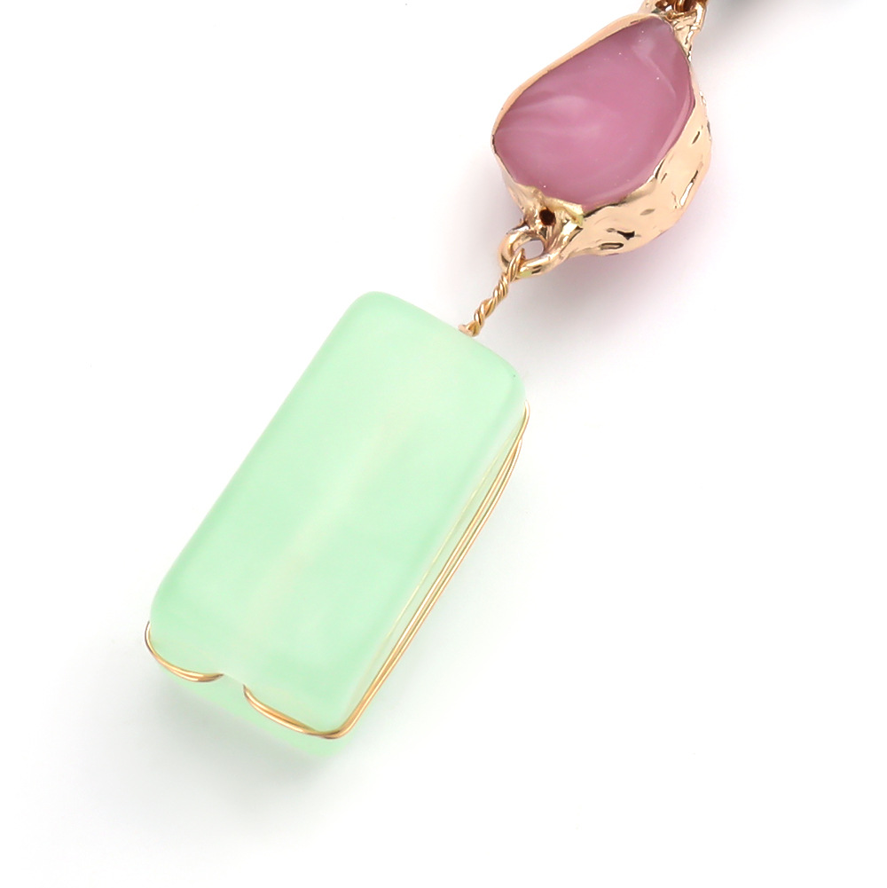 Long gold string turquoise rough earrings