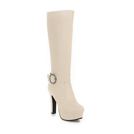 High heel high top winter boots Beige - Shop at LoveMi