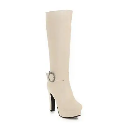 High heel high top winter boots - Beige