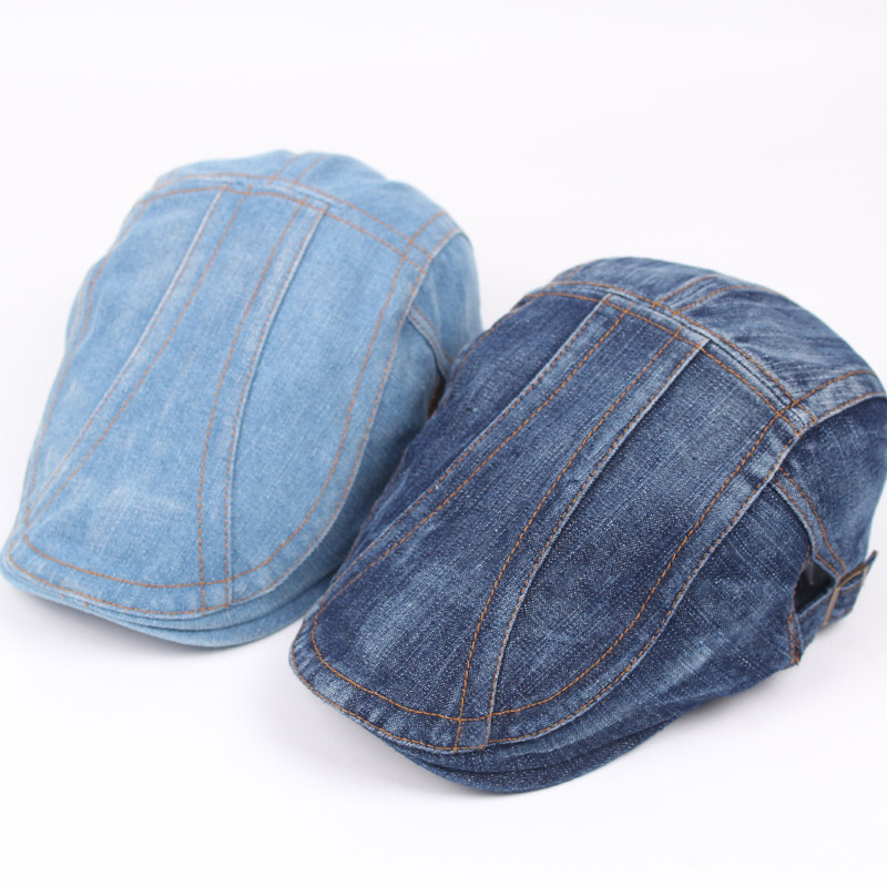 Denim beret female hat