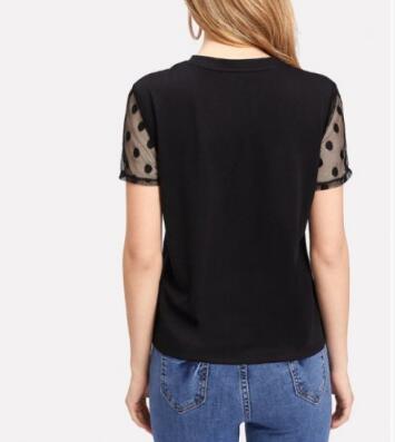 Mesh short sleeve round neck T-shirt