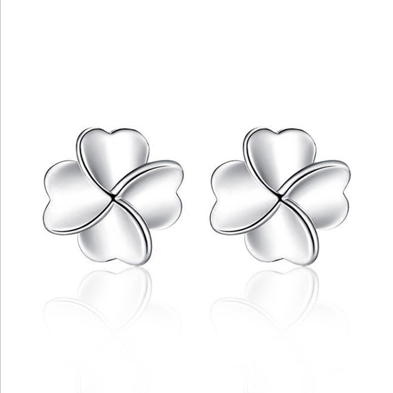 S925 Sterling Silver Clover Stud Earrings