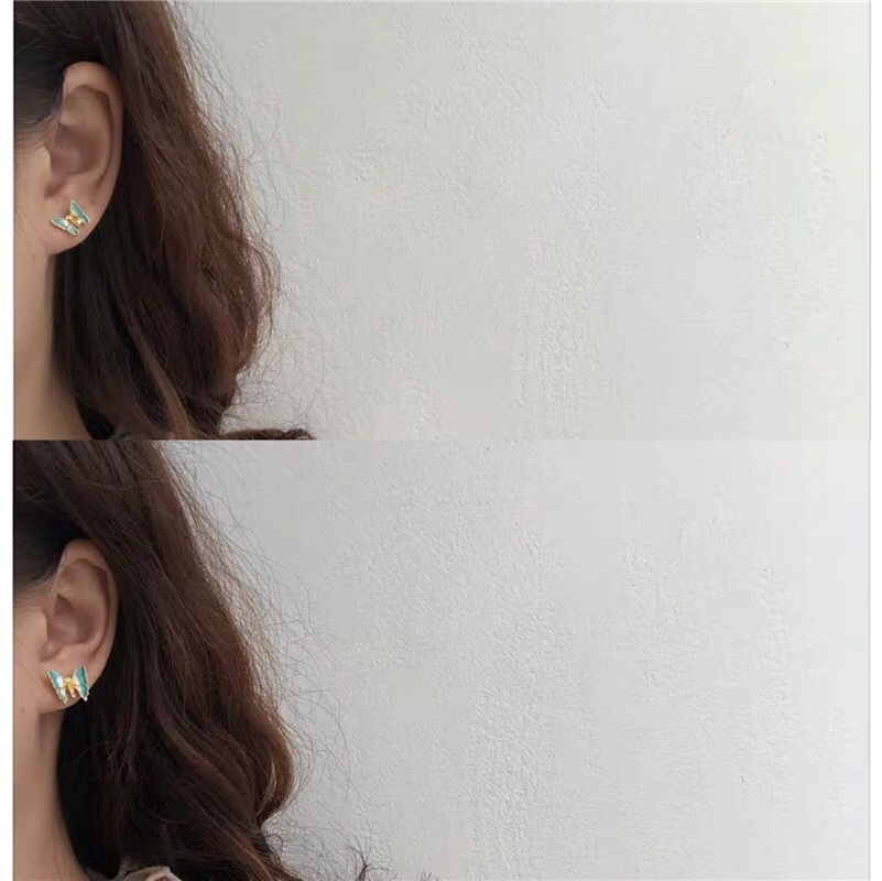 Vintage French three-dimensional butterfly earrings