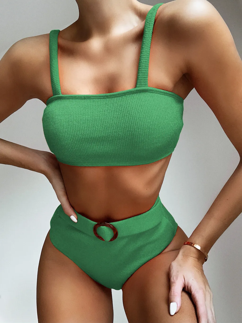 Sling knitted swimsuit - Green